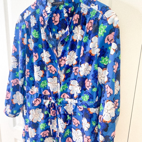 Blue Floral Button Up Dress - Picture 2 of 7